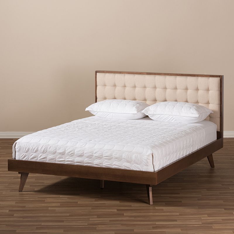 Baxton Studio Mid-Century Beige Platform Bed