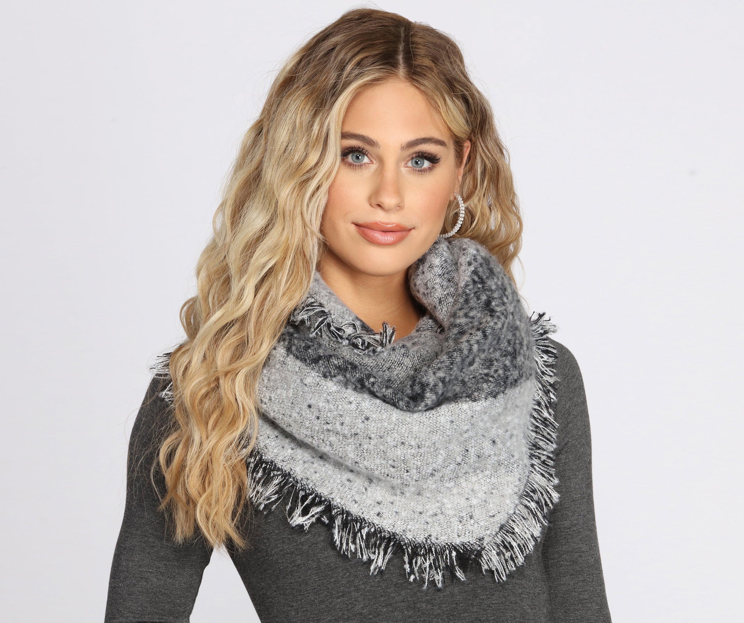 Cuddle Nights Frayed Blanket Scarf