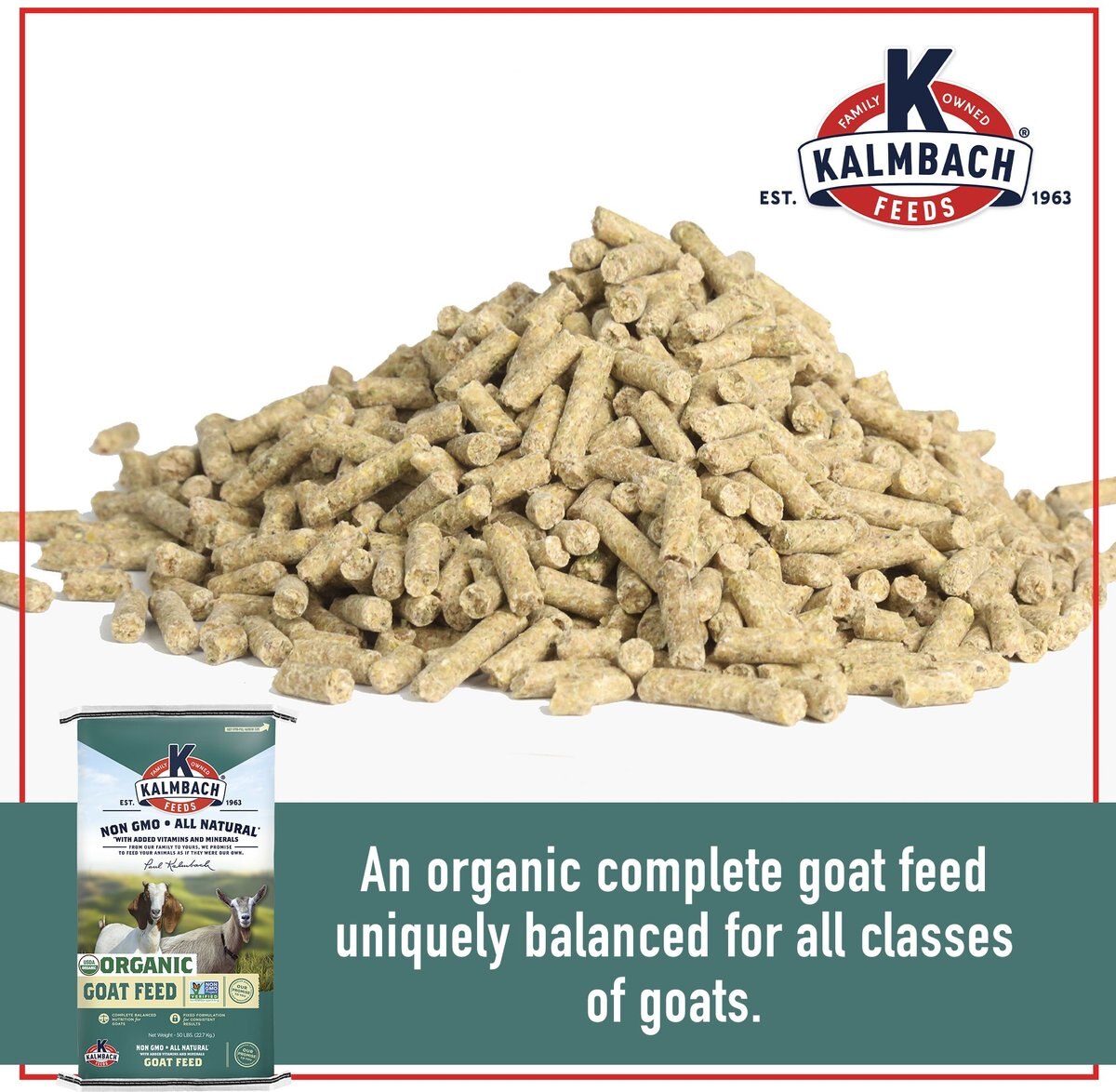 Kalmbach Feeds 16% Organic Pellet Goat Feed， 50-lb bag