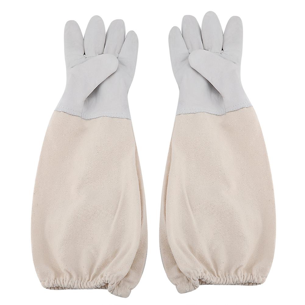 Beekeeping Protective Gloves With Long Canvas Sleeve Beginners Beekeepers Working Tool (xxl)