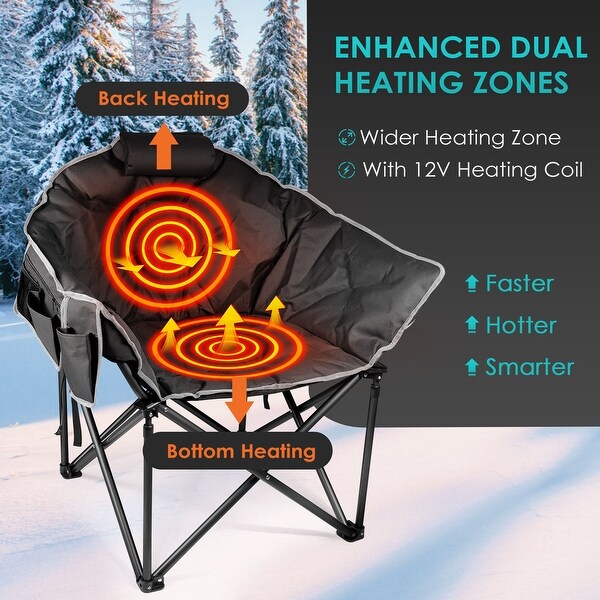 Oversized Heated Camping Chair with 20，000mAh Power Bank，10S Quick Heated Chair，3 Levels Adjustable Heated Camp Chairs