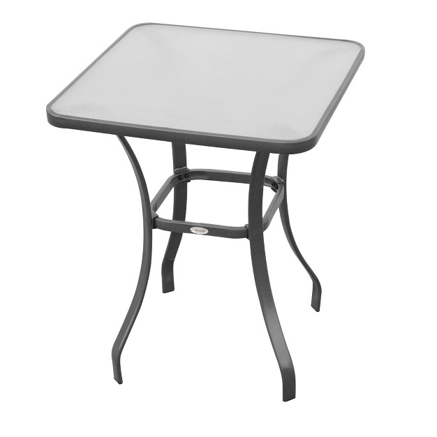 Square Bistro Table Garden Dining Table Outdoor Tempered Glass Table