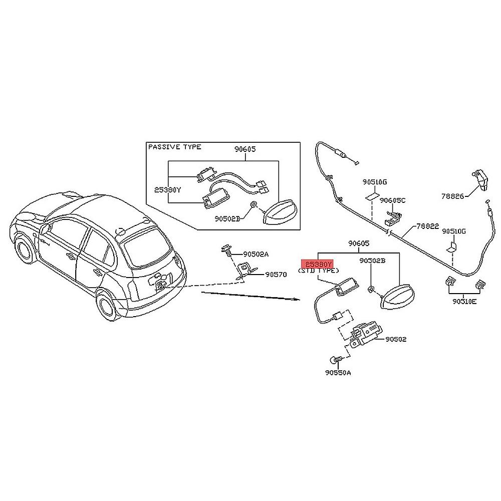 Boot Lid Tailgate Opening Switch Replacement For Micra 2002-2010 K12 25380ax60b