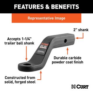 CURT 17000 lbs. 6 in. Drop Forged Trailer Hitch Ball Mount Draw Bar (2 in. Shank 9-12 in. Long) 45342