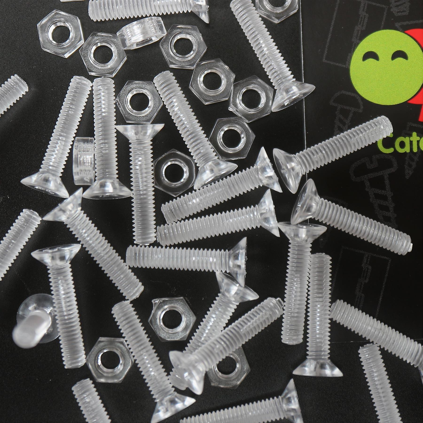 50x Clear Acrylic， Countersunk Cross Head， M4 x 20mm， Plastic， Bolts， Nuts and Washers - Screws