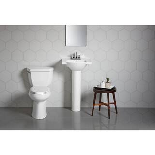 KOHLER Veer 21 in. Vitreous China Pedestal Combo Bathroom Sink in White with Overflow Drain K-5265-4-0