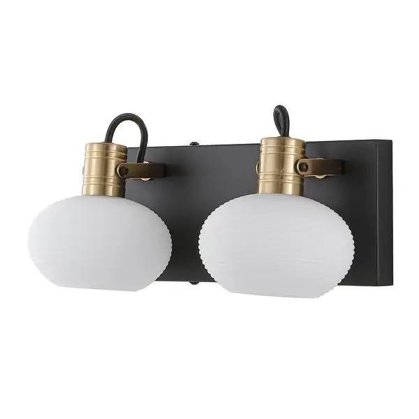 WINGBO 2 Light Bathroom Vanity Light Fixture, Nickel Vanity Light with Opal Glass, Wall Sconces Lighting