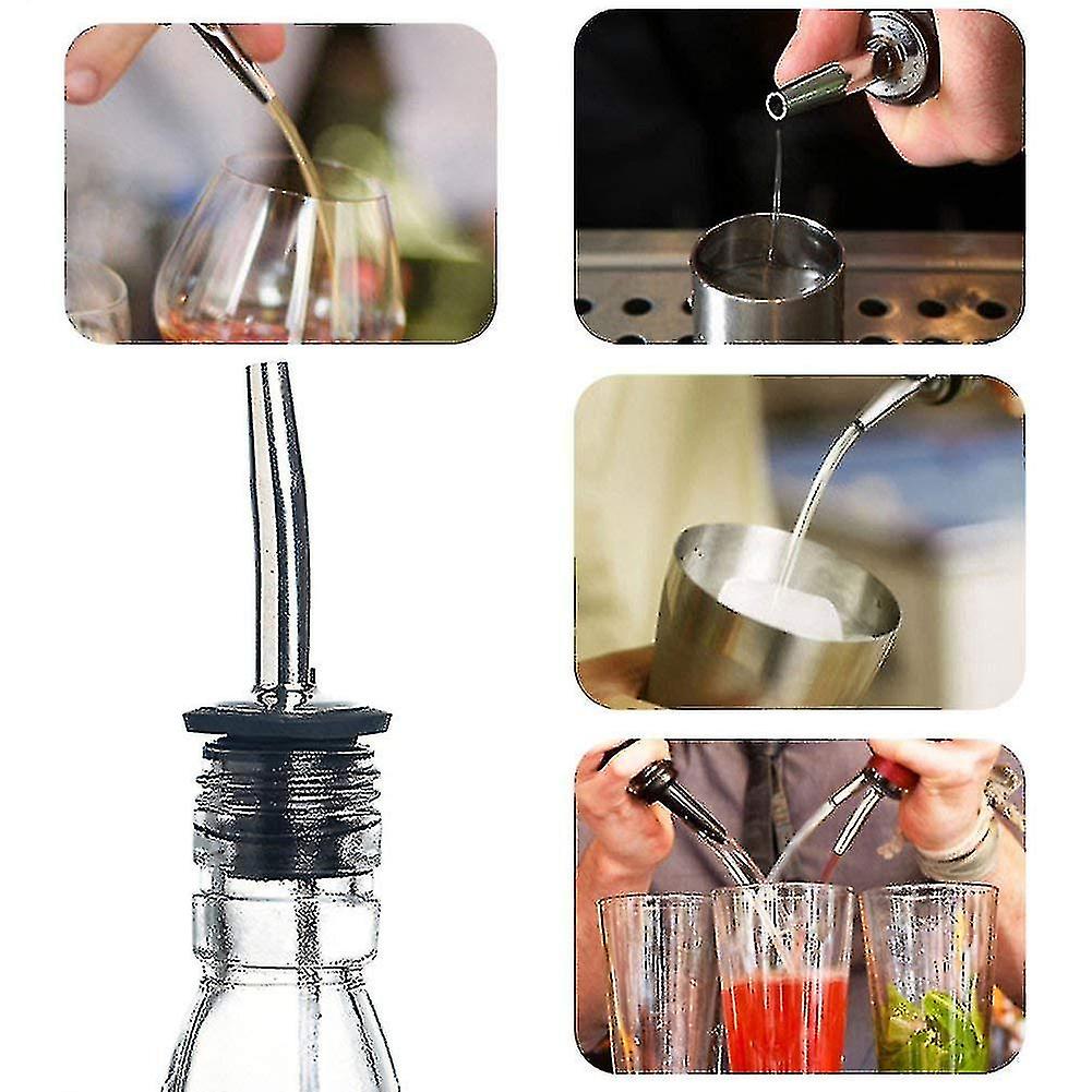 15 Pcs Stainless Steel Liquor Bottle Speed Pourers Tapered Spout With Rubber Dust Caps Perfect For P