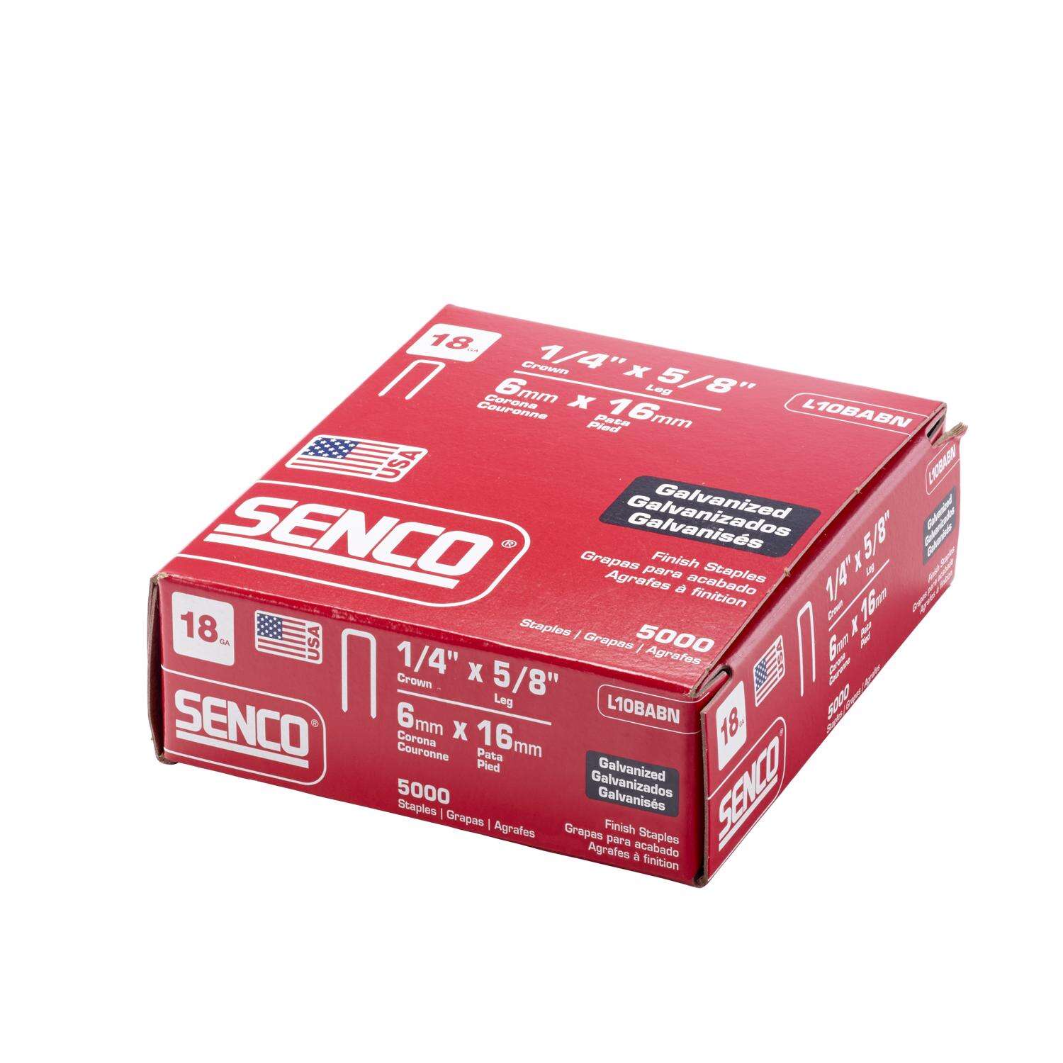 Senco 1/4 in. W X 5/8 in. L 18 Ga. Medium Crown Wire Staples 5000 pk