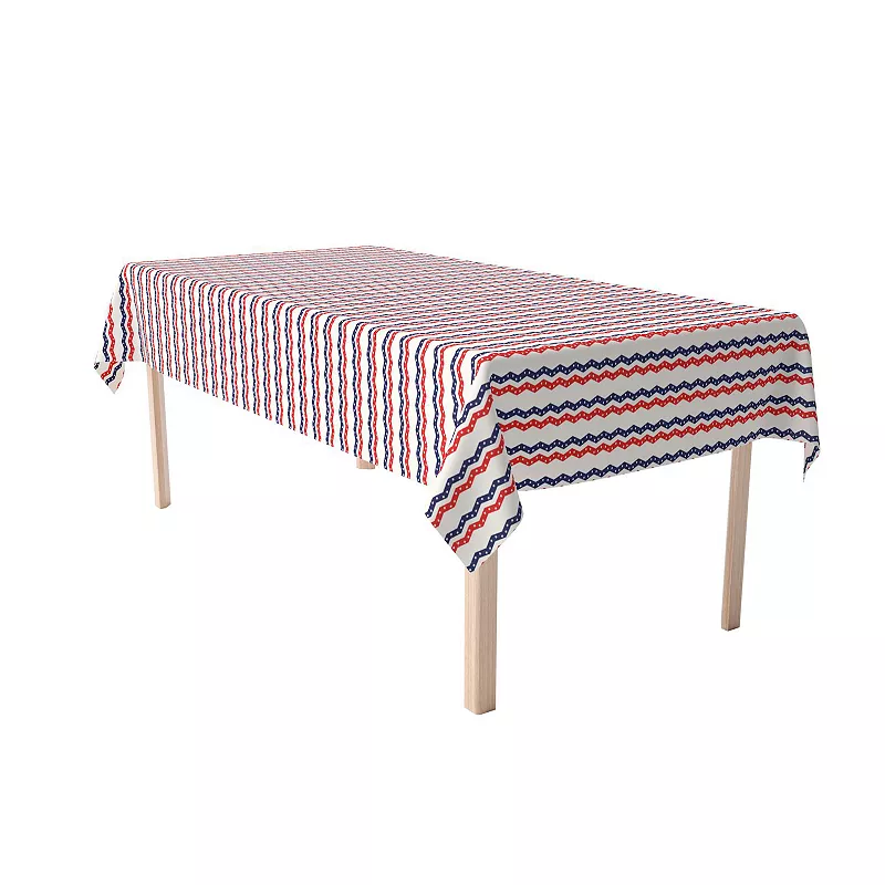 Rectangular Tablecloth， 100% Cotton， 60x104， Patriotic Chevron