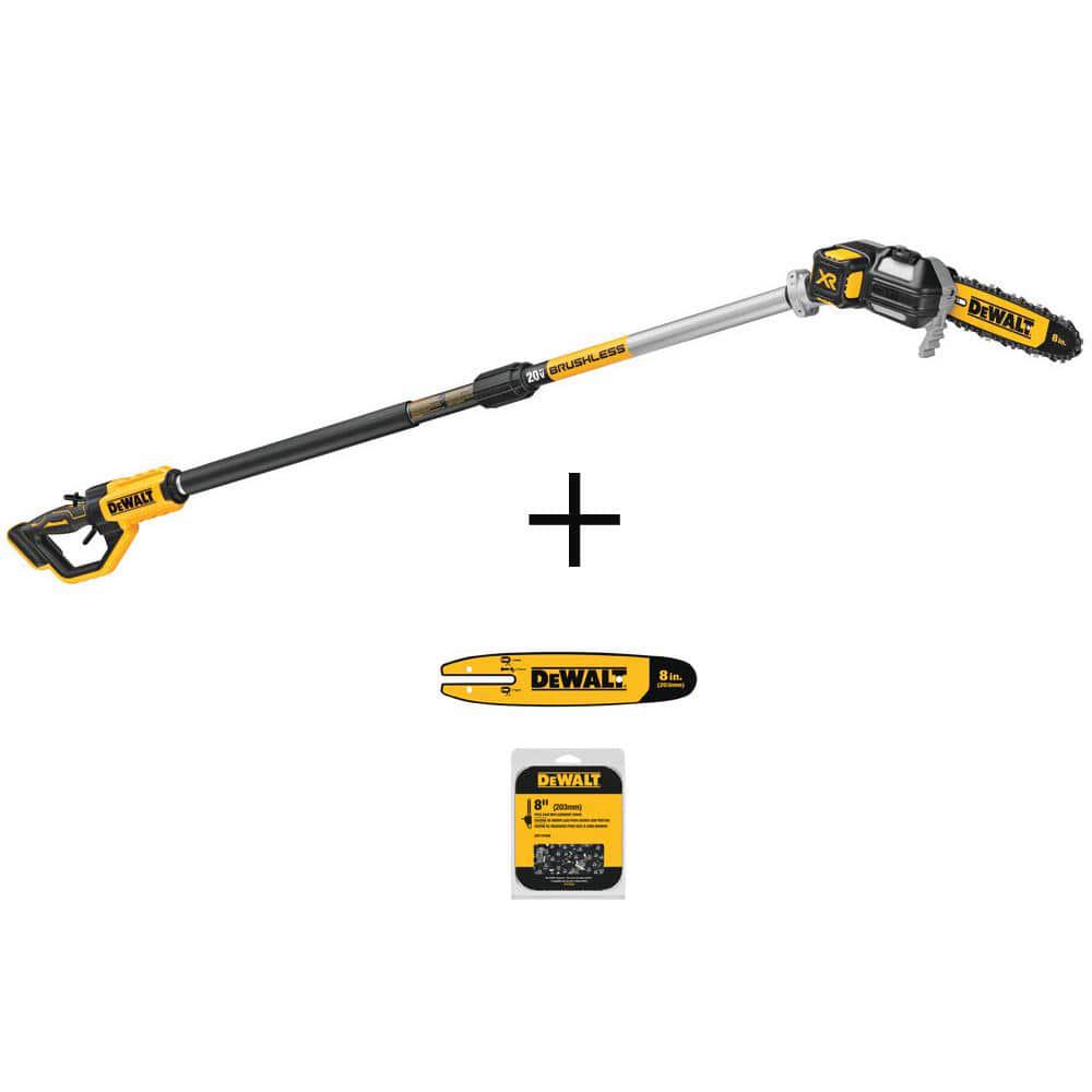 DEWALT 20V MAX 8in Cordless Battery Powered Pole and Chainsaw with 8in Bar and Chain