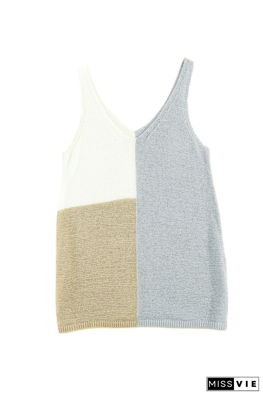 Color Block Knitted Tank Top