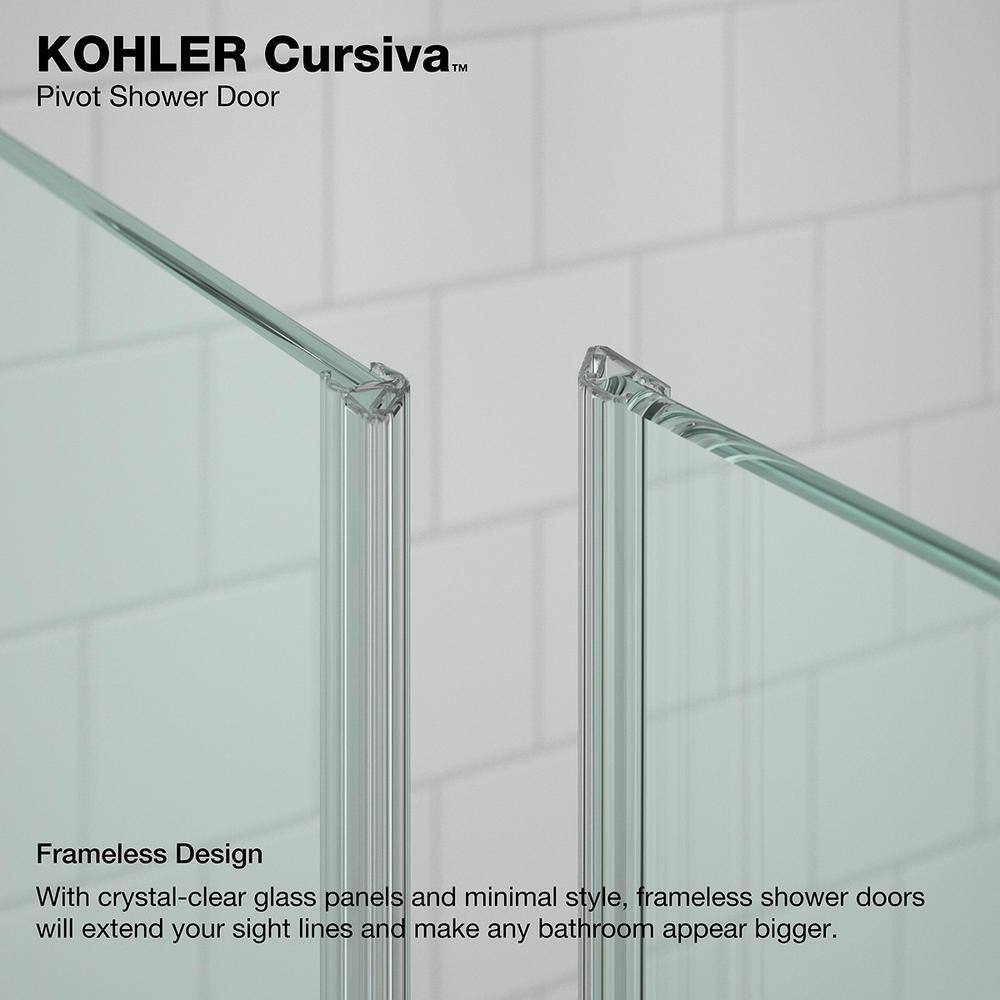 KOHLER Cursiva 60 in. W Pivot Shower Door in Anodized Brushed Nickel K-R707627-8L-BNK