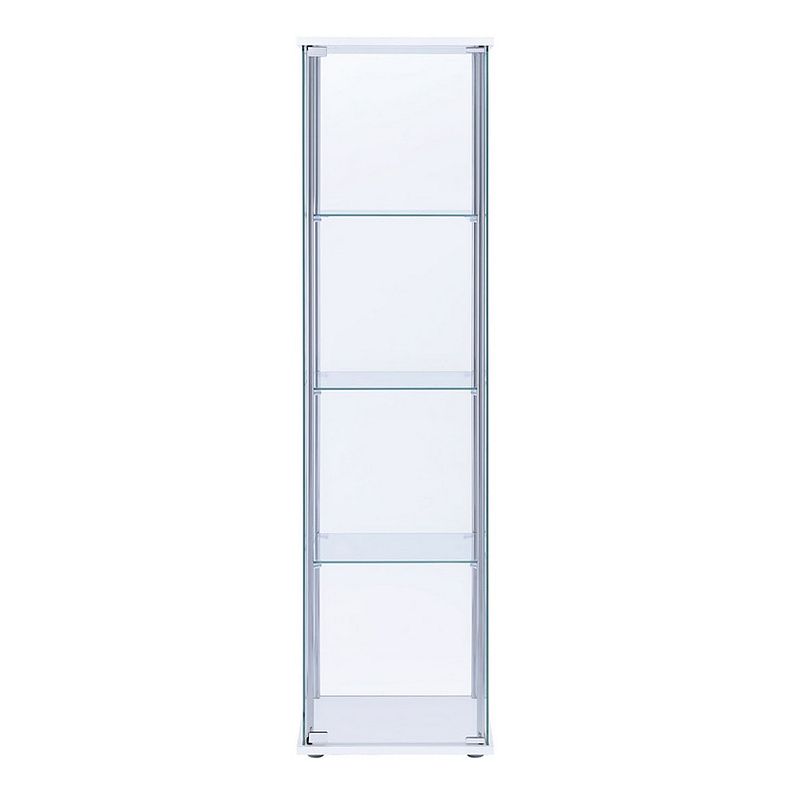 Glass and Metal Curio Cabinet with 4 Shelves， Clear and White