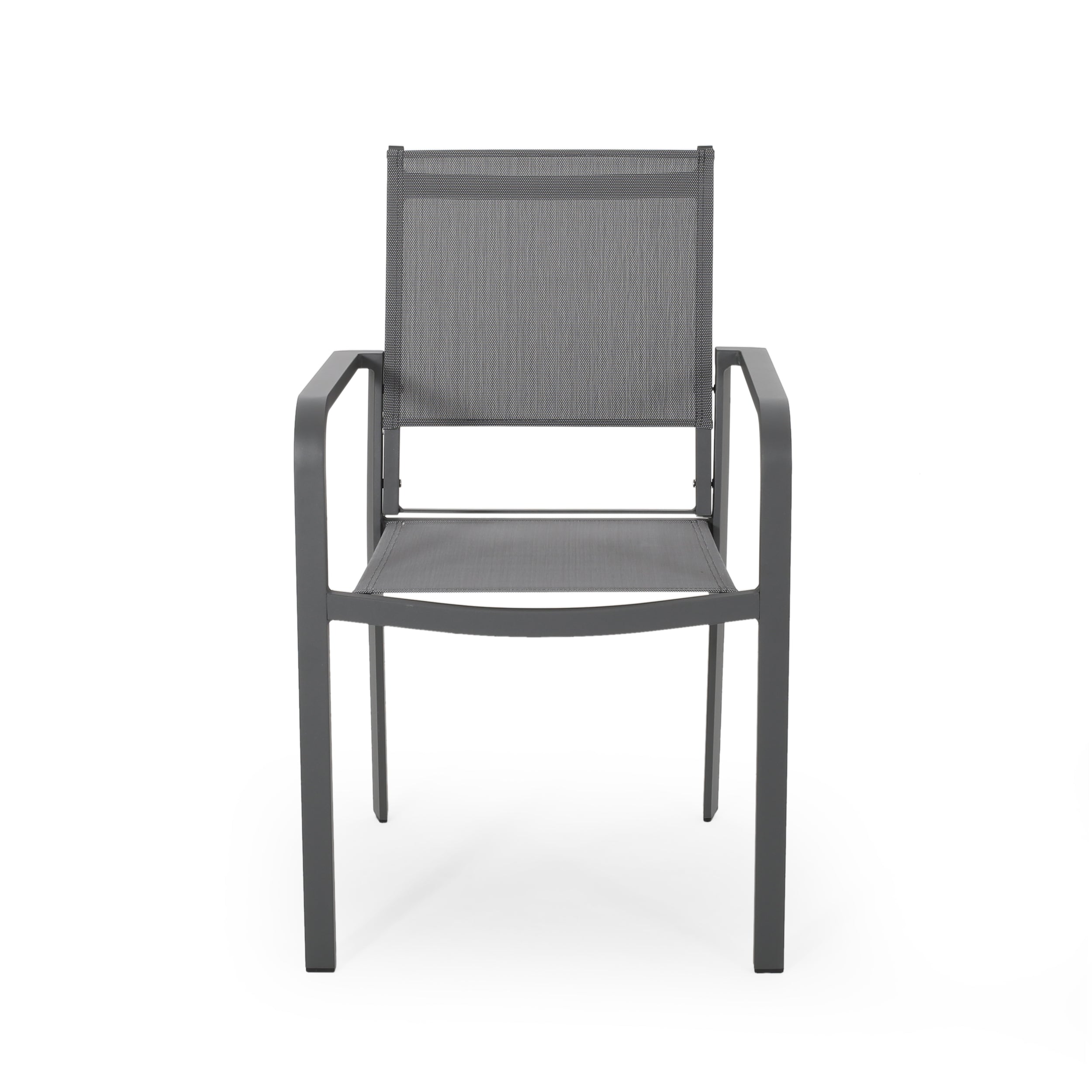 Martin Outdoor Modern Aluminum Dining Chair with Mesh Seat (Set of 2)