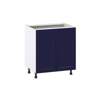 J COLLECTION Devon 30 in. W x 24 in. D x 34.5 in. H Painted Blue Shaker Assembled Sink Base Kitchen Cabinet with a False Front DSSB30FF-DV