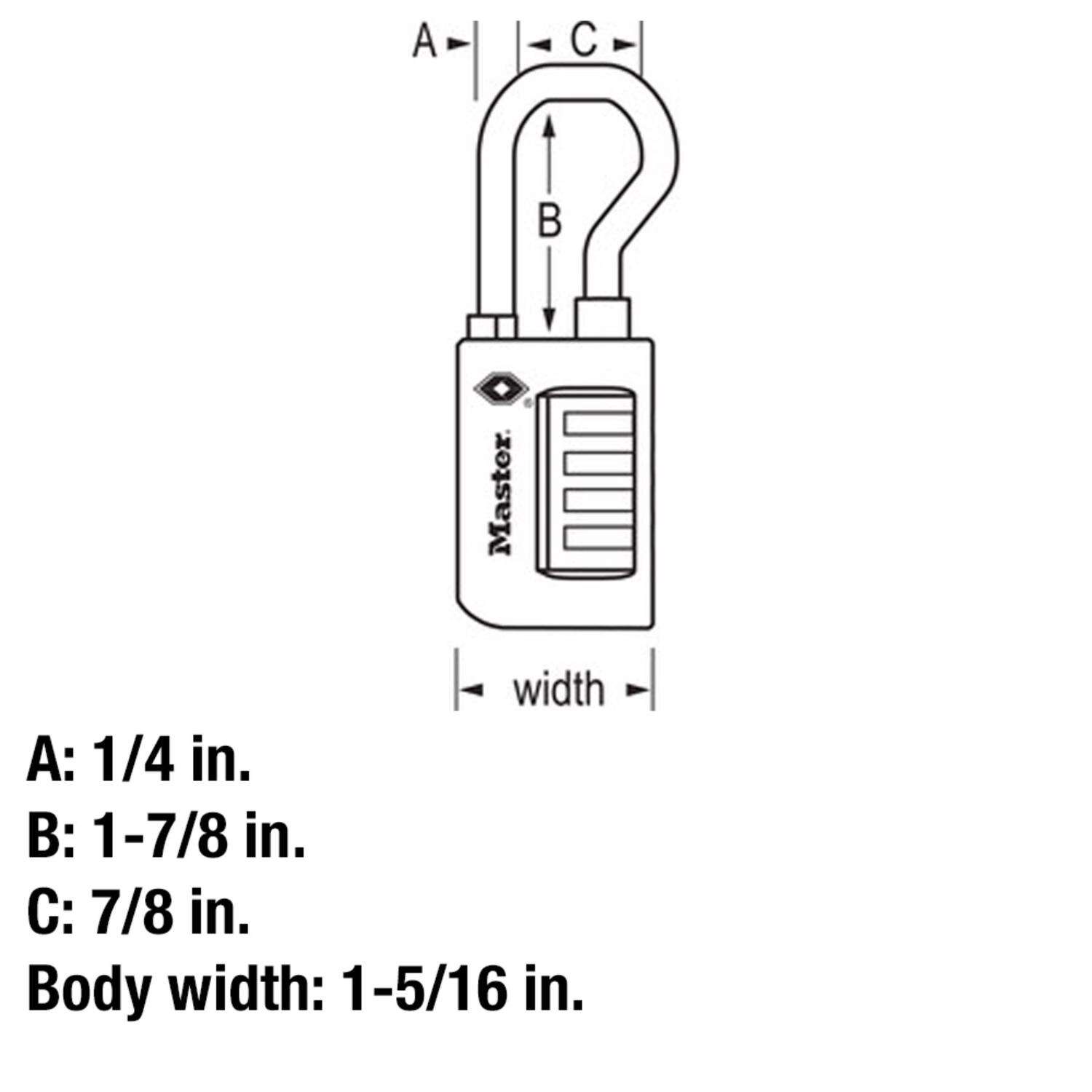 Master Lock 1-5/16 in. W Steel 4-Dial Combination Luggage Lock