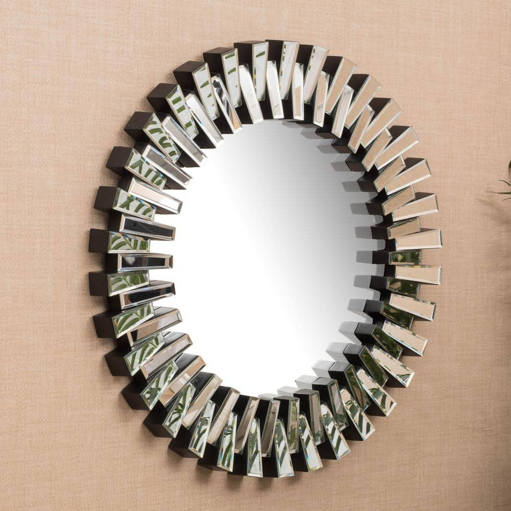 Noble House Elaina 36 in. X 36 in. Modern Round Unframed Clear Accent Mirror 7893