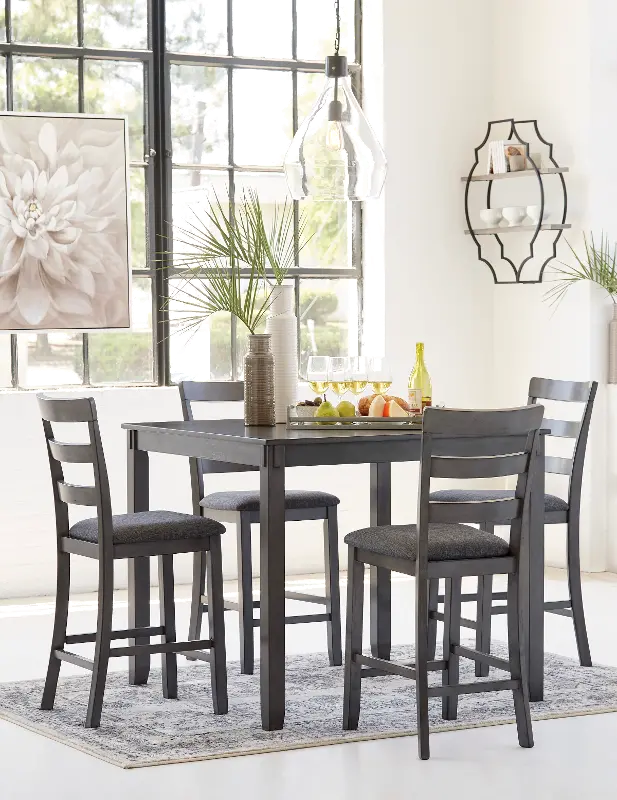 Bridson Transitional Gray 5 Piece Counter Height Dining Set