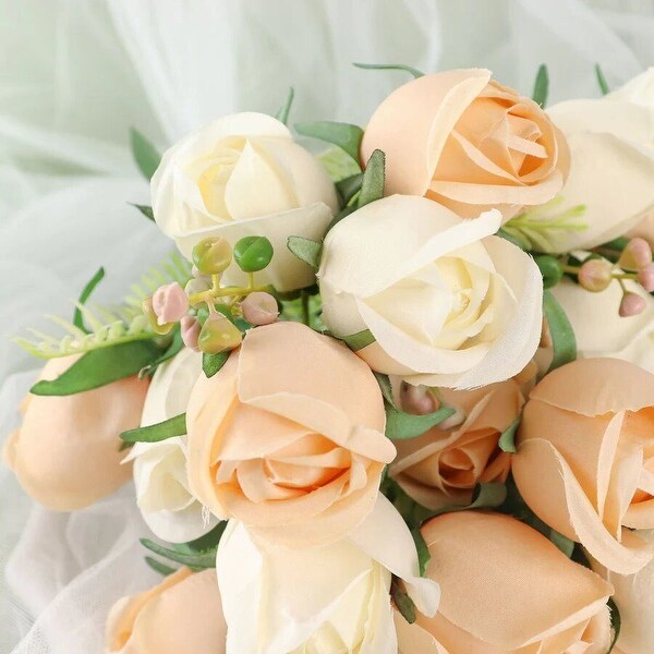 3 Silk Rose Bud Bouquets 13 Inch Artificial Flower