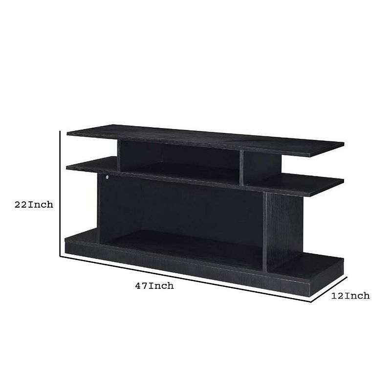 Sofa Table with 2 Open Compartments and Extended Sides， Black