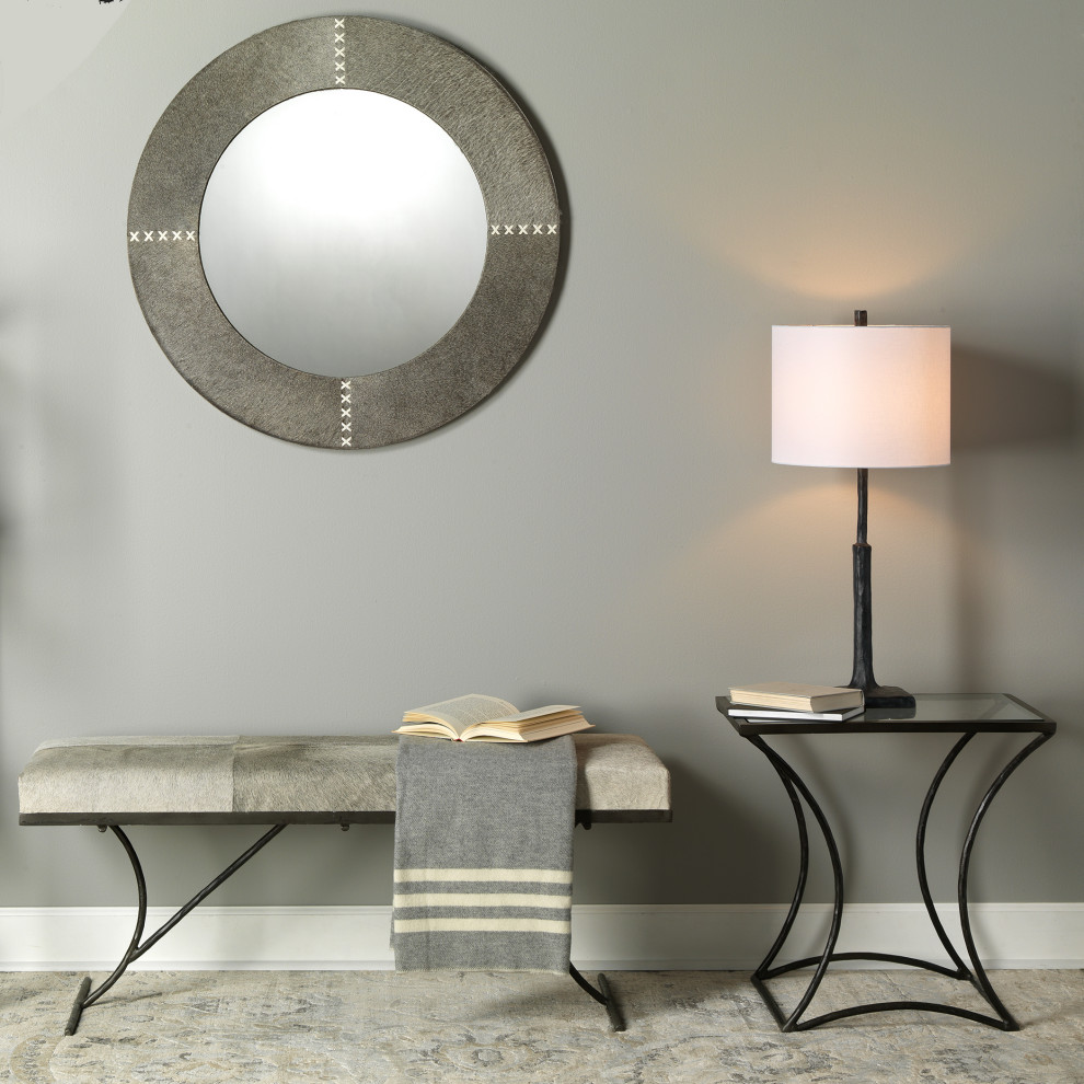 Black Iron Glass Top Square Kai Side Table   Industrial   Side Tables And End Tables   by Sideboards and Things  Houzz