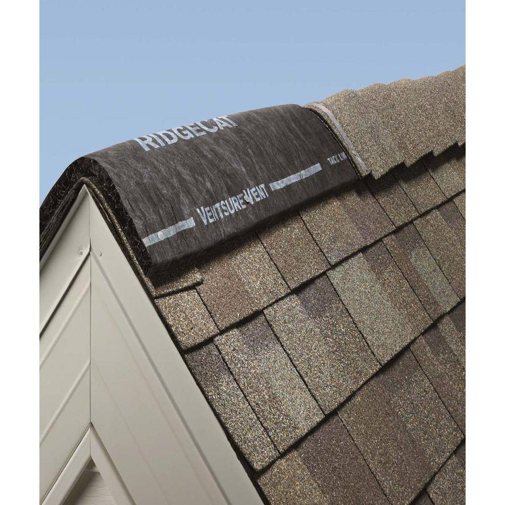 Owens Corning VentSure 11 in. x 240 in. RidgeCat Rolled Ridge Vent in Black with Nails RCAT11N