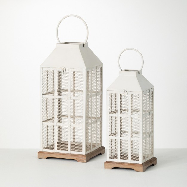 Sullivans Ivory white Classic Lantern Set Of 2 19 quot h amp 15 quot h Off white