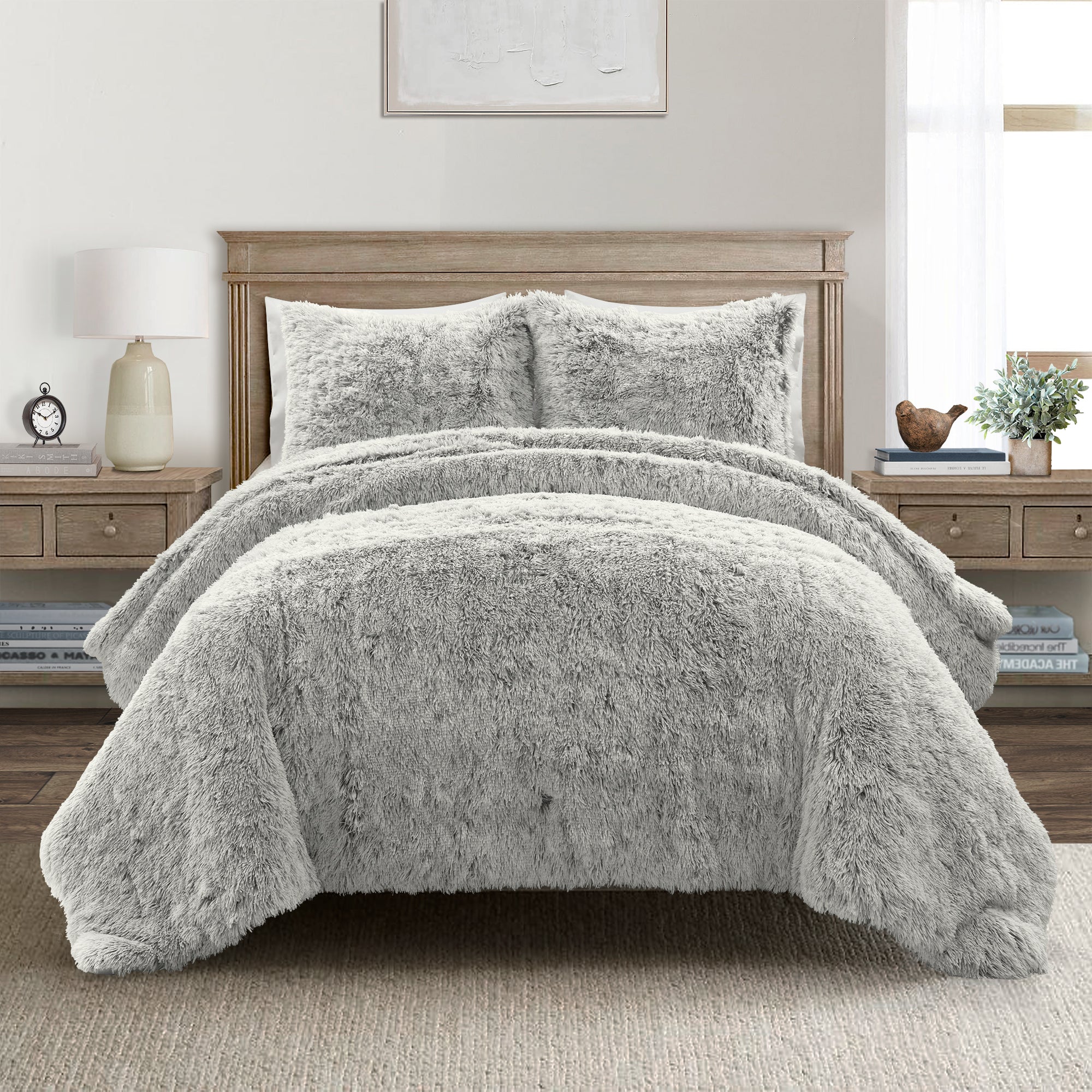 Emma Cozy Ultra Soft Two Tone Faux Fur Comforter Set