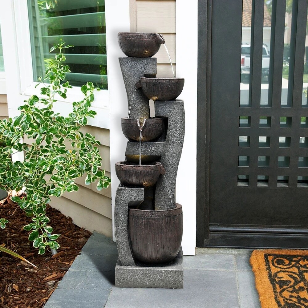 43.7'' Curving Water Fountain 5 Tier Resin Waterfall Outdoor