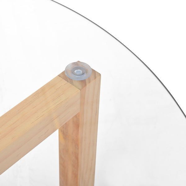 Round Glass Coffee Table Cocktail Table with Tempered Glass Top