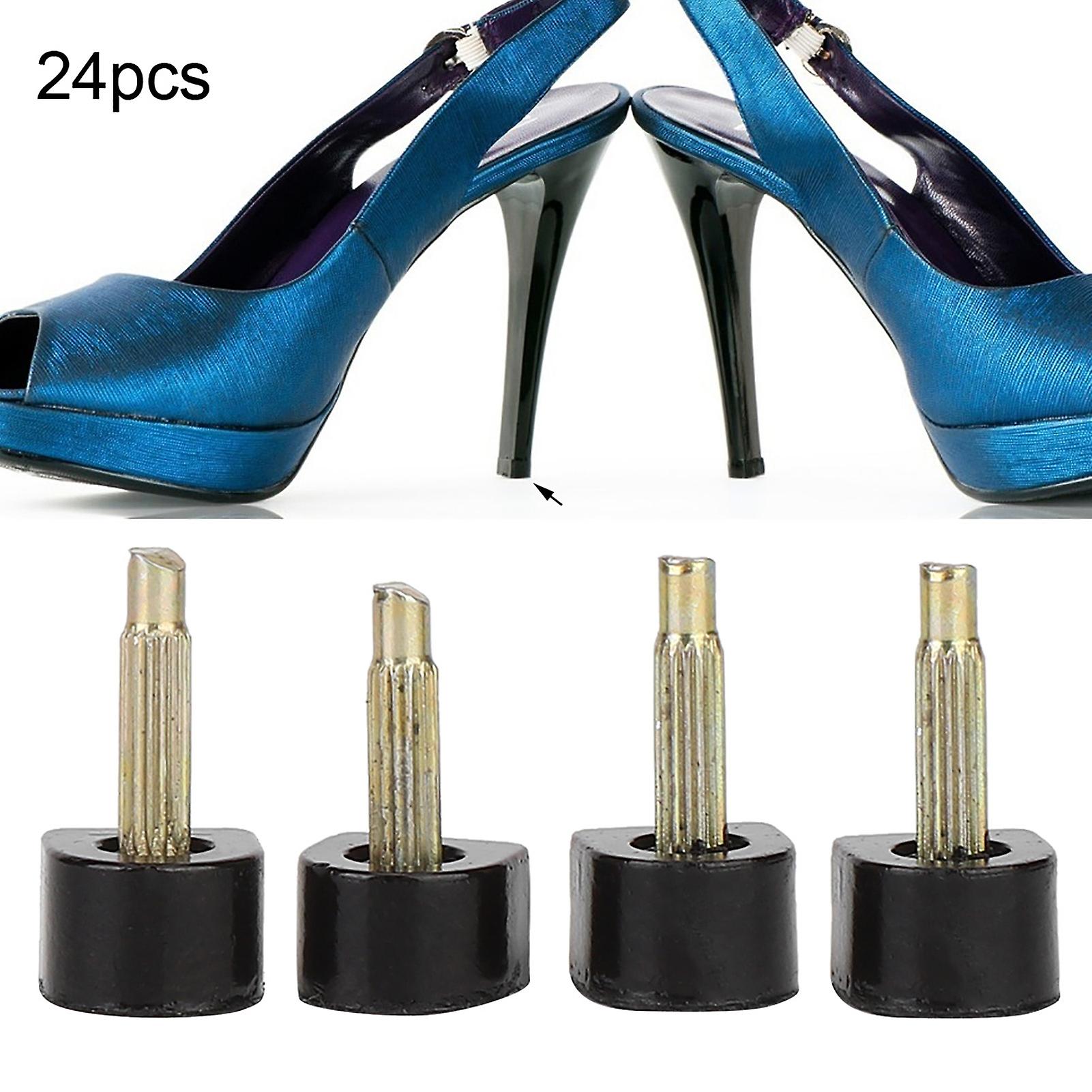 24pcs High Heel Replacement Tips Non Slip Shoes Repair Heel Dowels Protector (9 * 9mm)