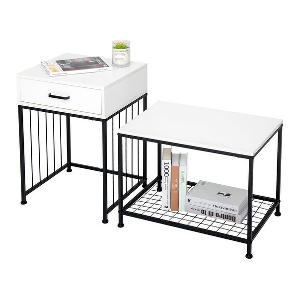 Organnice 2 pcs Side Table With Drawer End Table