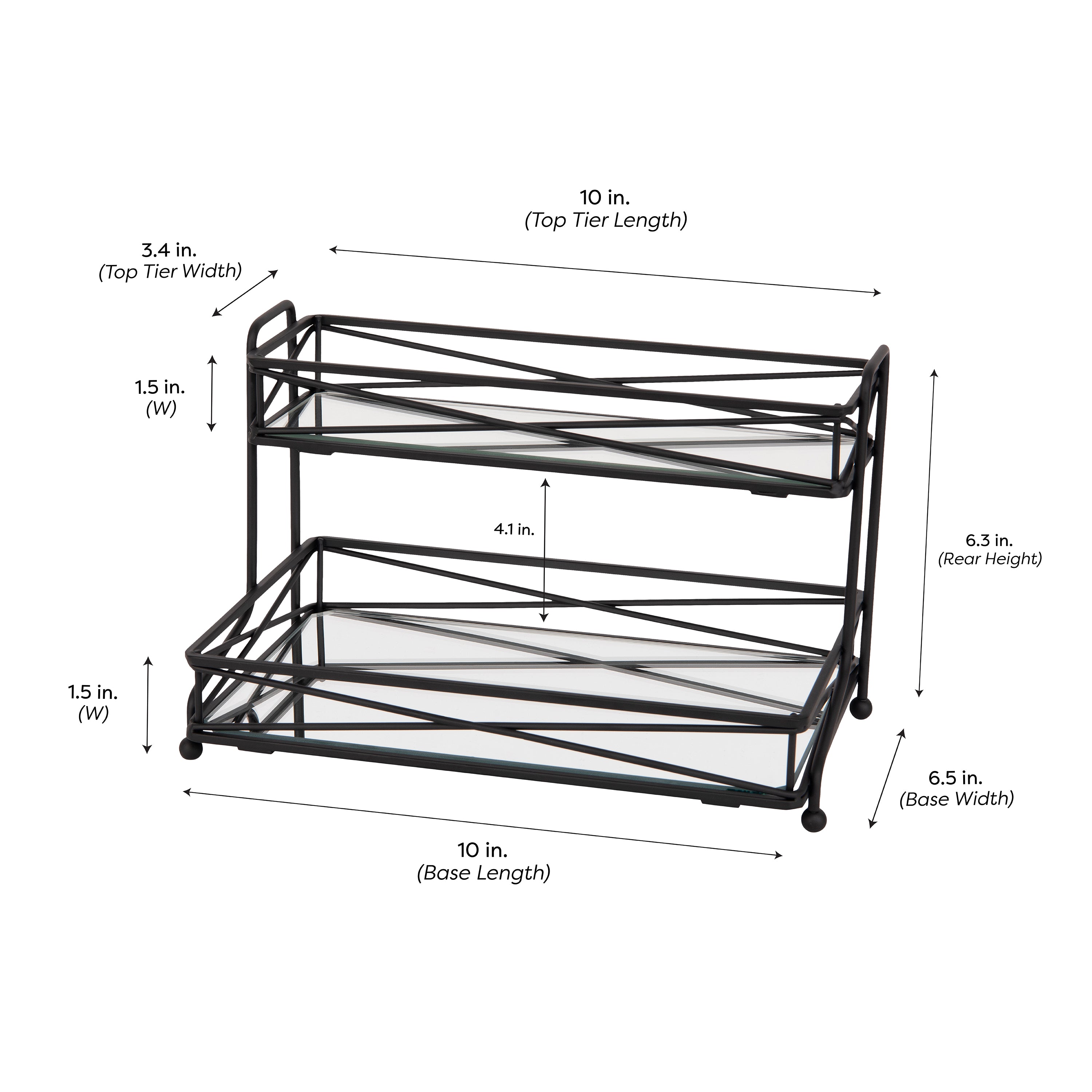 Home Details 2 Shelf Tiered Vanity Tower Organizer, Matte Black