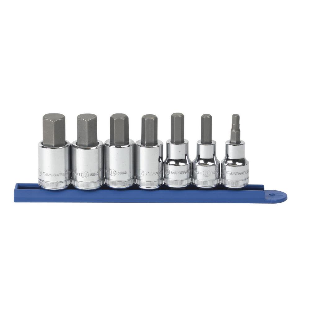 7 Pc 1/2 Drive Hex Bit Metric Socket Set ;