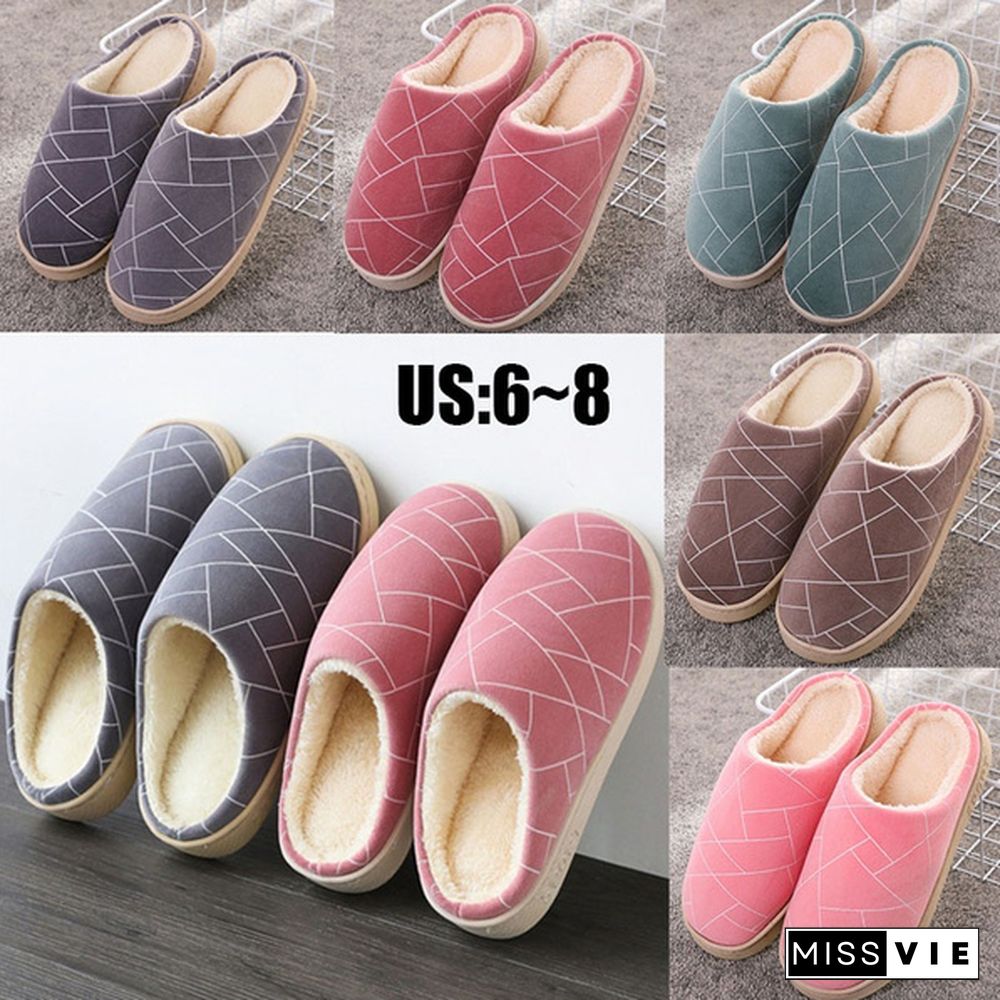 Women's Thicken Winter Cotton Slippers Indoor Household Comfortable Soft Home Non-Slip Warm Shoes