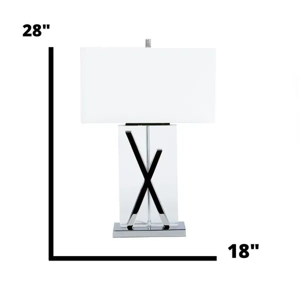 Finesse Decor Crystal Crystal and Chrome X-shape Table Lamp