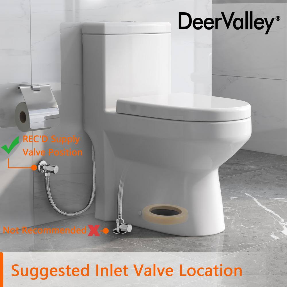 DEERVALLEY Liberty 1-Piece 0.81.28 GPF Dual Flush Elongated High Efficiency Toilet in White Seat Included DV-1F52813