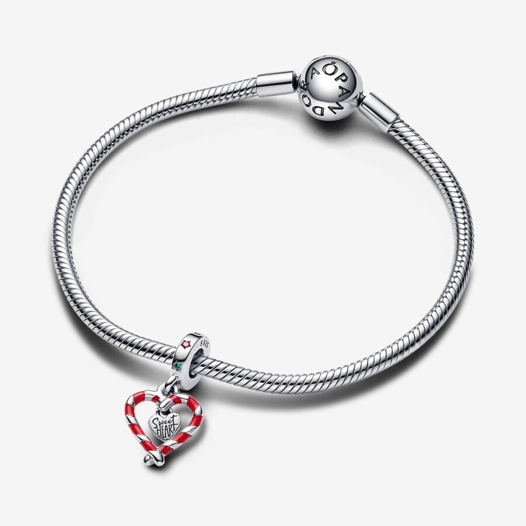 PANDORA  Double Candy Cane Heart Christmas Dangle Charm