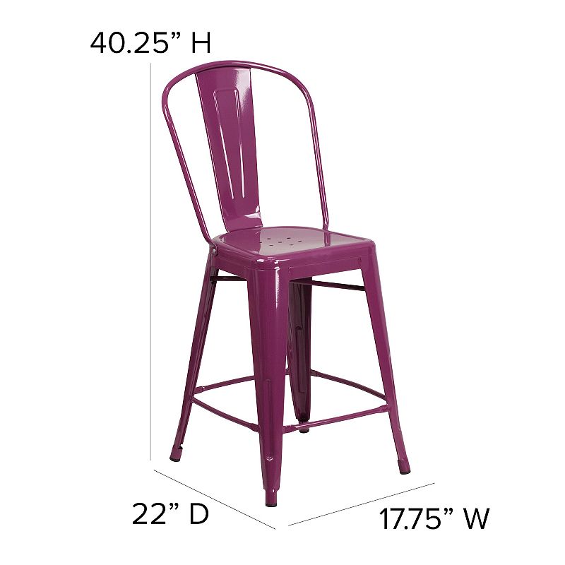 Flash Furniture Purple Indoor / Outdoor Counter Stool