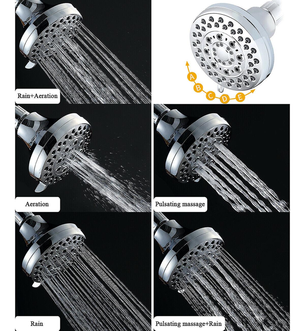 Shower Head 300% High Turbo Pressure 40% Water Saving Laser 5 Spray Settings New