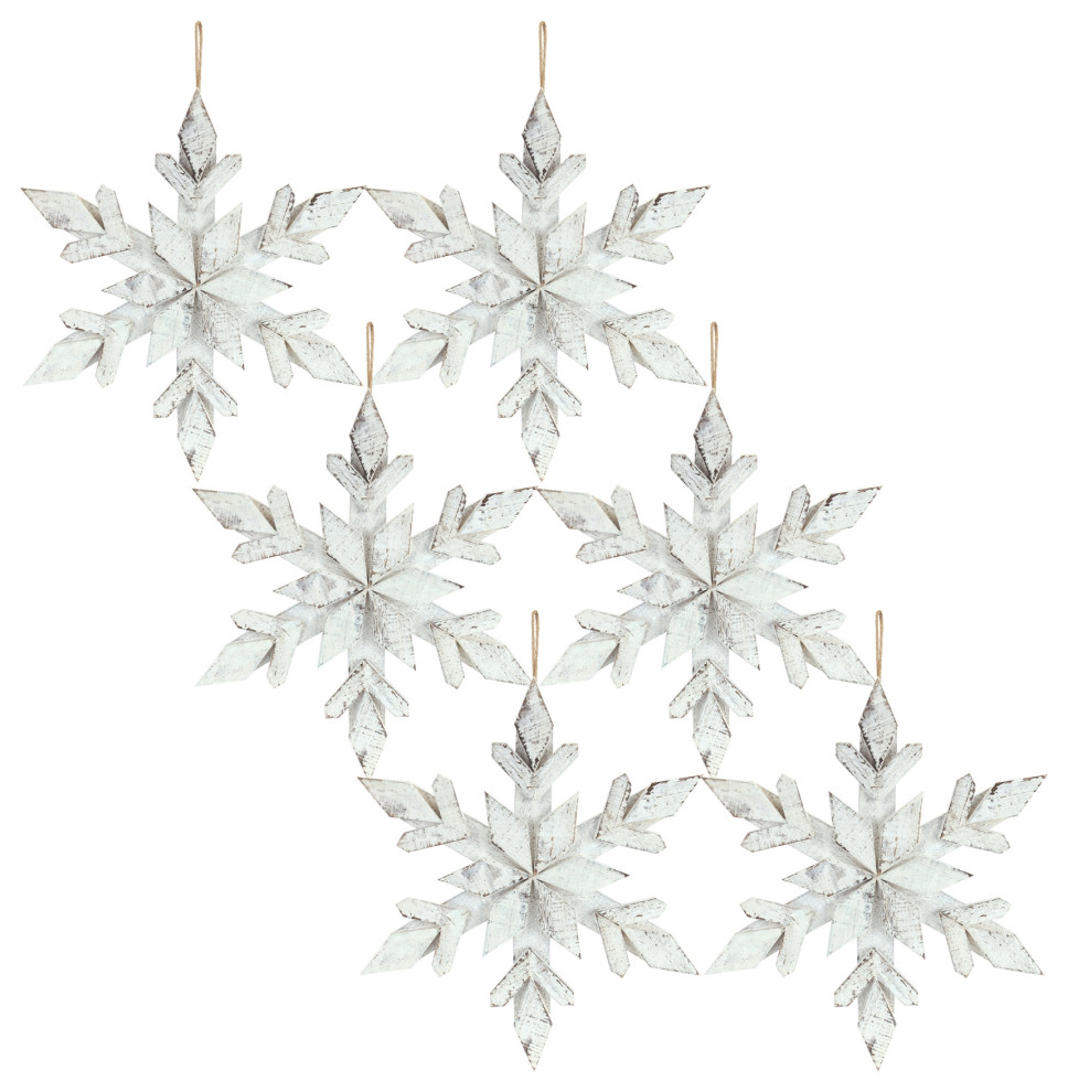 Snowflake Ornament  6 Piece Set  14 quotH Wood   Transitional   Christmas Ornaments   by Timeout PRO  Houzz