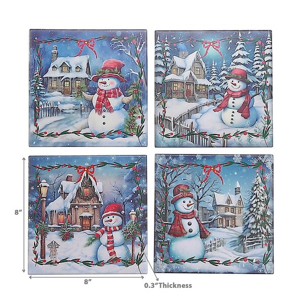 Square Ceramic Trivet Snowman