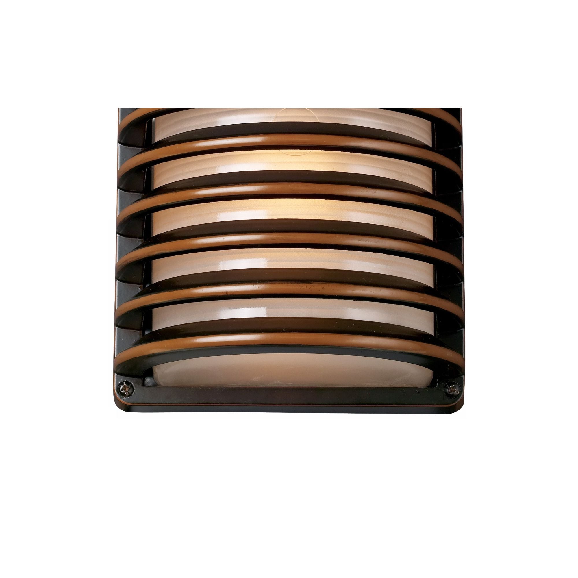 John Timberland Modern Outdoor Wall Light Fixture Rubbed Bronze 10" Banded Grid Frosted Glass for Exterior House Porch Patio Deck