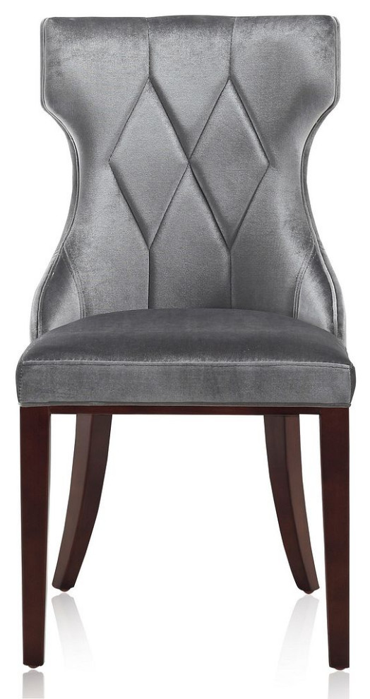 Reine Velvet Dining Chair  Set of 2  Black/Walnut   Transitional   Dining Chairs   by Kolibri Decor  Houzz