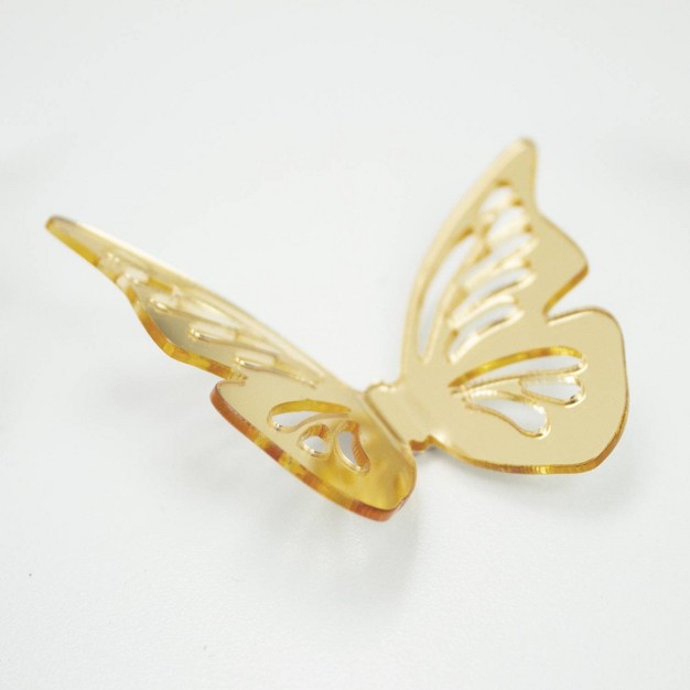 3d Butterflies Peel And Stick Mirror Gold Roommates