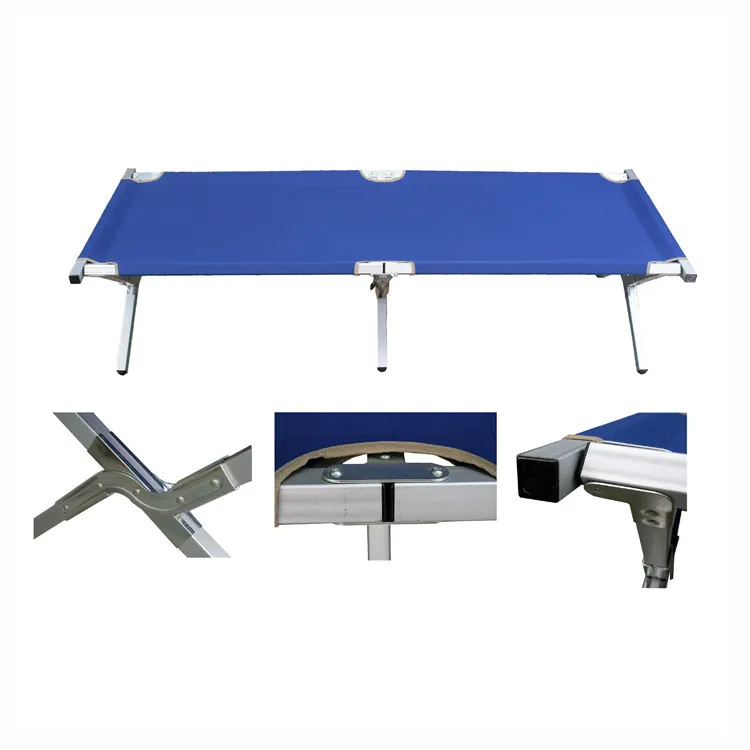 Wholesale Metal Aluminium Adults Single 600D Fabric Portable Camping Folding Outdoor Bed