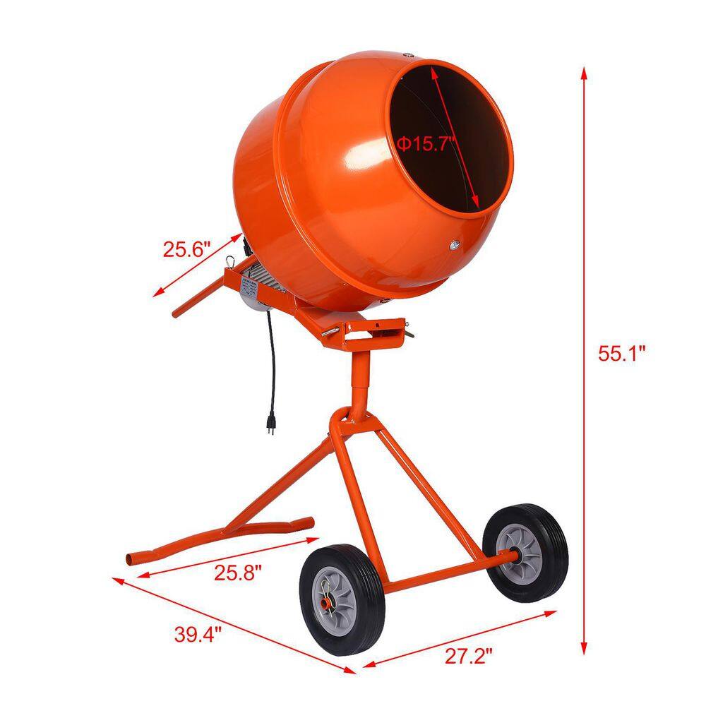 Tidoin 5.0 cu.ft. Portable Concrete Mixer Electric Cement Mixer ETL Certificated Copper Motor GH-YDW4-1344