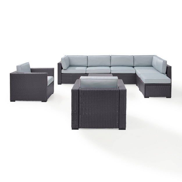 Biscayne 7pc Outdoor Wicker Sectional Set Mist Crosley