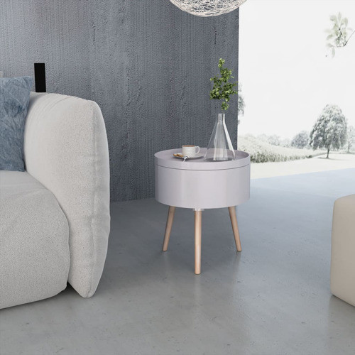 vidaXL Side Table with Serving Tray Sofa End Coffee Table Furniture Round Gray   Midcentury   Side Tables And End Tables   by vidaXL LLC  Houzz